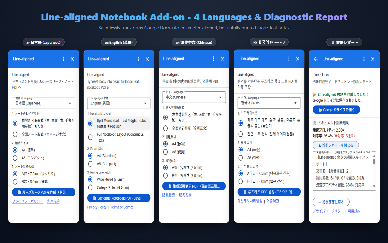 Line-aligned Google Docs Add-on Interface
